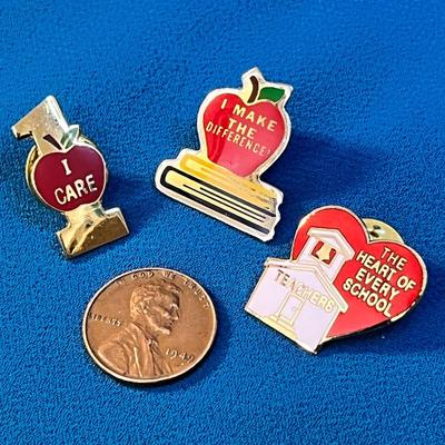 SET OF 3 ENAMELED TEACHER PINS