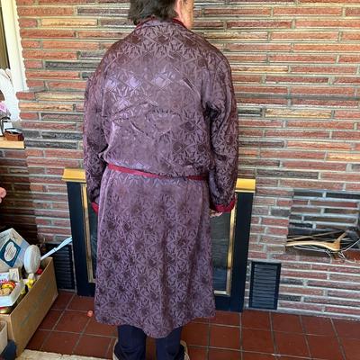 Awesome 1930s Brocade Silk Men's full length Smoking jacket