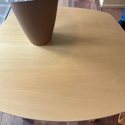 AB1354 Vintage Blonde IKEA Side Table with Glass Shelf