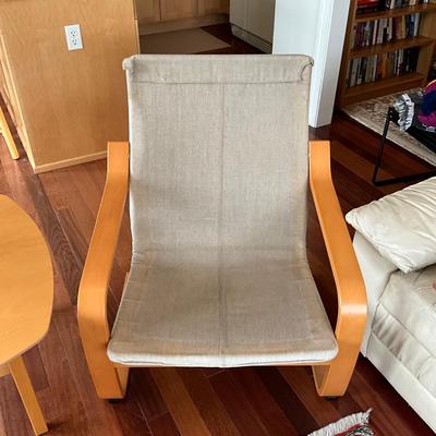 AB1355 Vintage IKEA Poang Chair with Leather Cover