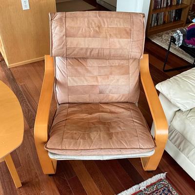 AB1355 Vintage IKEA Poang Chair with Leather Cover
