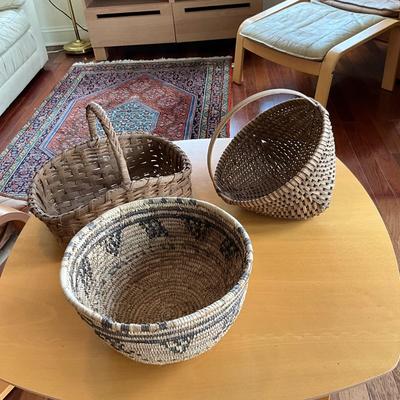 AB1367 Set of Three Vintage Handmade Baskets