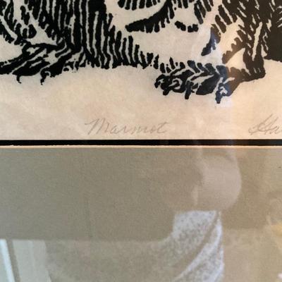 AB1376 Signed and Numbered Lithograph of "Marmot" #8/50 by Harriet Greene