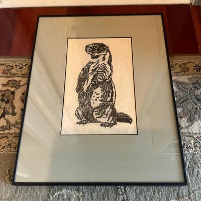 AB1376 Signed and Numbered Lithograph of "Marmot" #8/50 by Harriet Greene