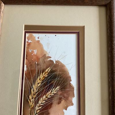 AB1380 Vintage Signed Watercolor of Wheat