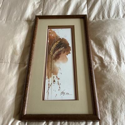 AB1380 Vintage Signed Watercolor of Wheat