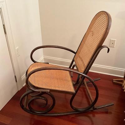AB1387 Vintage Bentwood Cane Seat and Back Rocking Chair