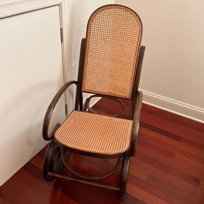 AB1387 Vintage Bentwood Cane Seat and Back Rocking Chair