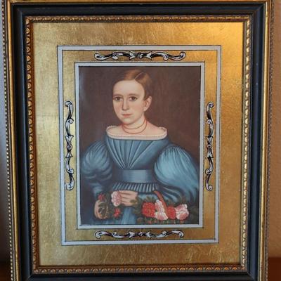 Vintage Framed Colonial Portraits Folk Art