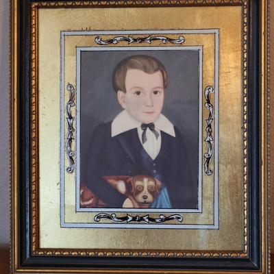 Vintage Framed Colonial Portraits Folk Art