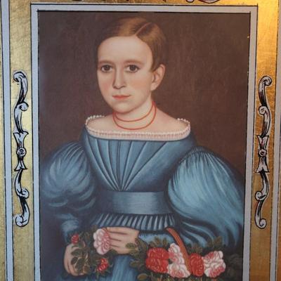 Vintage Framed Colonial Portraits Folk Art