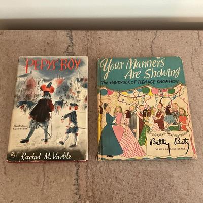 AB1399 1955 Pepys Boy by Rachel M Varble, Your Manners are Showing by Betty Betz 1948