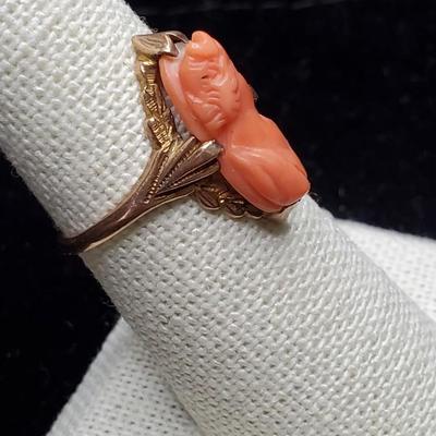 Vintage Coral Cameo Ring
