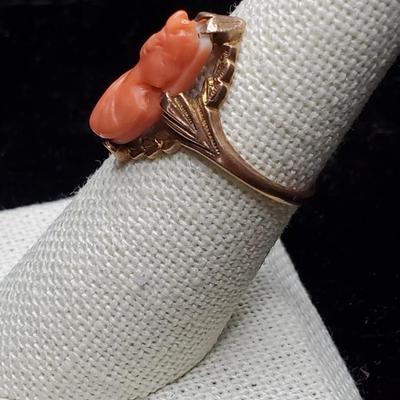 Vintage Coral Cameo Ring