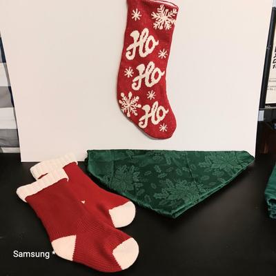 3 Christmas Stocking & 1 Table Cloth