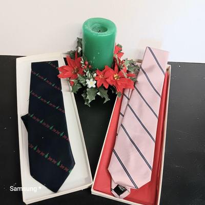 Set Of 2 Neck Ties & Candle