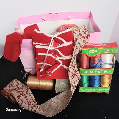Christmas Curling Ribbon And Bag