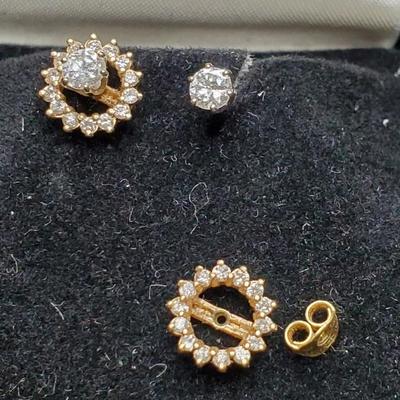 Diamond Stud Pierced earrings, with jackets