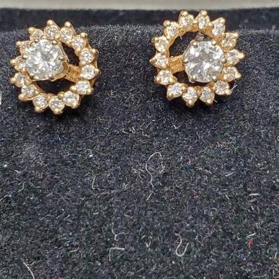 Diamond Stud Pierced earrings, with jackets