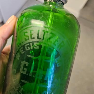 Antique Green Seltzer Bottle New York