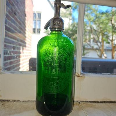 Antique Green Seltzer Bottle New York