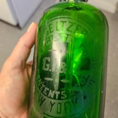 Antique Green Seltzer Bottle New York