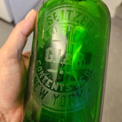 Antique Green Seltzer Bottle New York