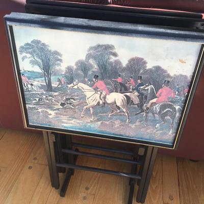 Set of Equestrian tv tray tables