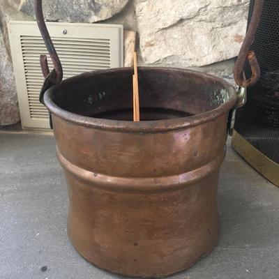 Antique copper pot with handle