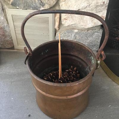 Antique copper pot with handle