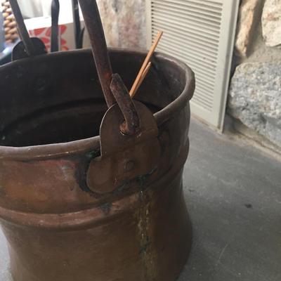 Antique copper pot with handle
