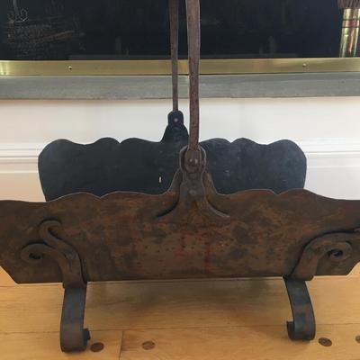 Antique decorative copper wood holder.