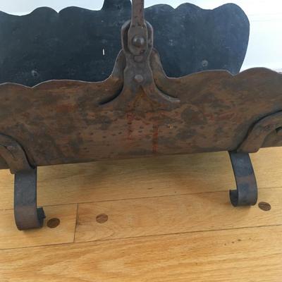 Antique decorative copper wood holder.
