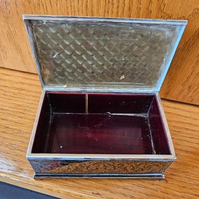 Small Sterling Silver Trinket box Made in Thailand Wood lined