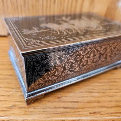 Small Sterling Silver Trinket box Made in Thailand Wood lined