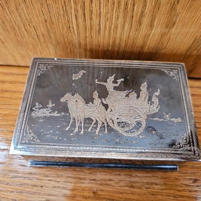 Small Sterling Silver Trinket box Made in Thailand Wood lined