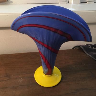 Post modern fan glass vase