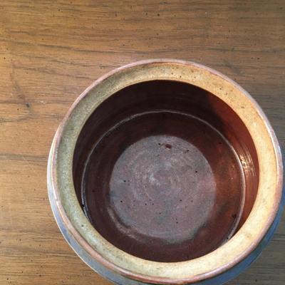 Vintage stoneware lidded jar