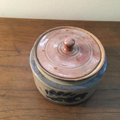 Vintage stoneware lidded jar