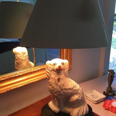 Pair of Staffordshire Spaniel lamps