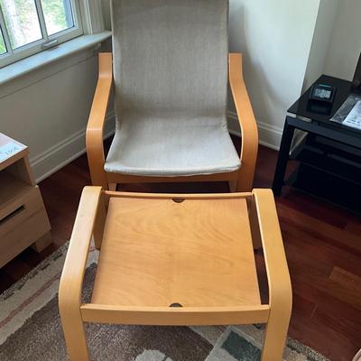 AB1416 Vintage IKEA Poang Chair and Ottoman
