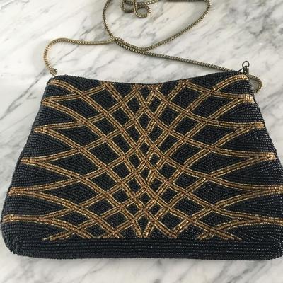 Vintage black and gold evening bag