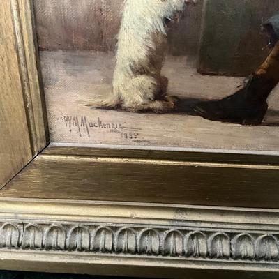 K1421 Antique Original Oil on Canvas "Expectation" by William MacKenzie R.S.A (1850-1908)