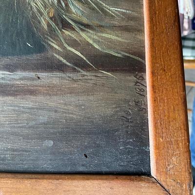 K1422 Antique Still Life Oil Painting on Board Dated 1875 Signed A. Brooks