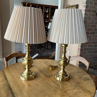 K1423 Pair of Vintage Brass Weighted Lamps