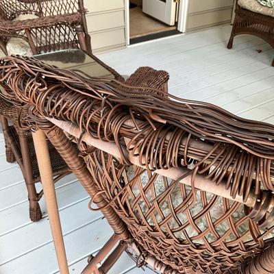 O1439 Set of Three Resin Dark Brown Wicker Furniture (AS-IS)