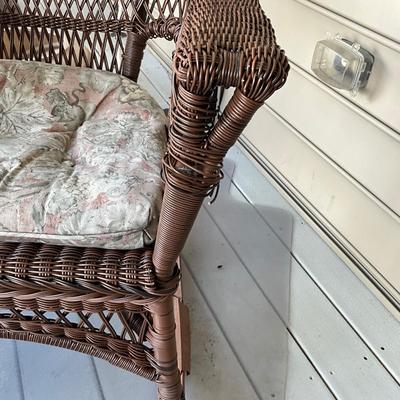 O1439 Set of Three Resin Dark Brown Wicker Furniture (AS-IS)