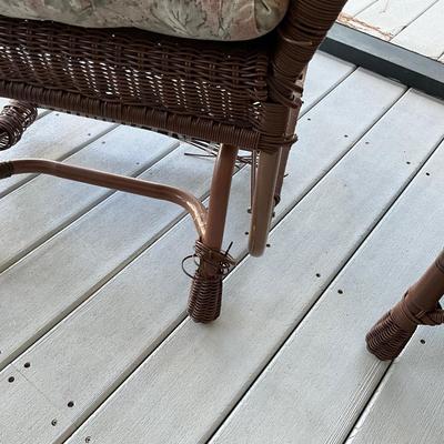 O1439 Set of Three Resin Dark Brown Wicker Furniture (AS-IS)