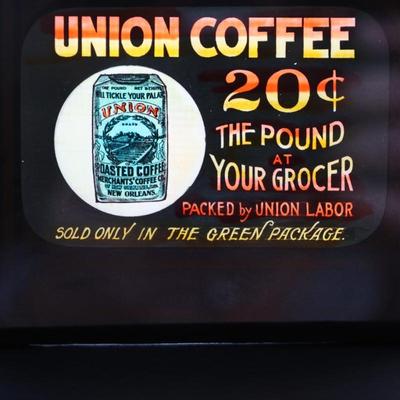 Antique Union Coffee Stained Glassâ€”20 Cents A Pound Advertising