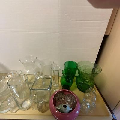 MDR1458 Large Lot of Glass Flower Vases and bottles